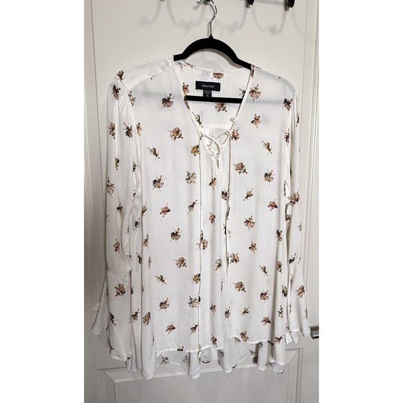 Karen Kane Ballerina Long-Sleeve Blouse w/Lace-Up Front Cottagecore Art Teacher - Picture 1 of 6